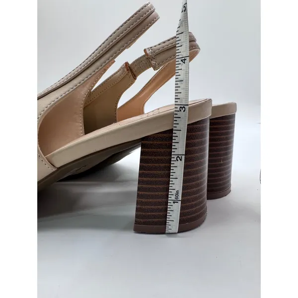 Jones New York Aubleen Pump Women‎ 9.5M Beige Gold Chain Slingback Block Heel - Image 4