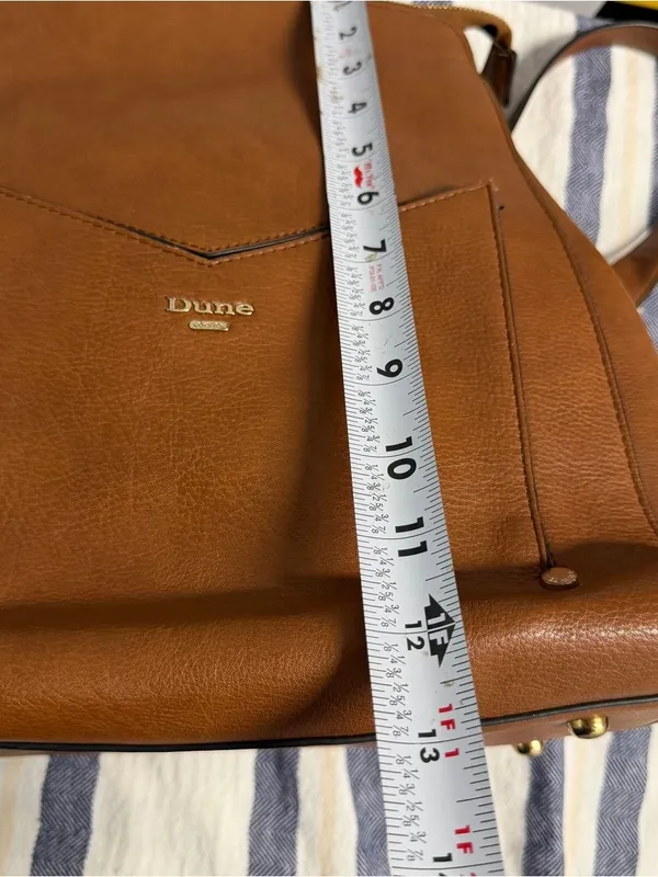 Dune London Tan Leather Backpack with Front Pocket - Image 13