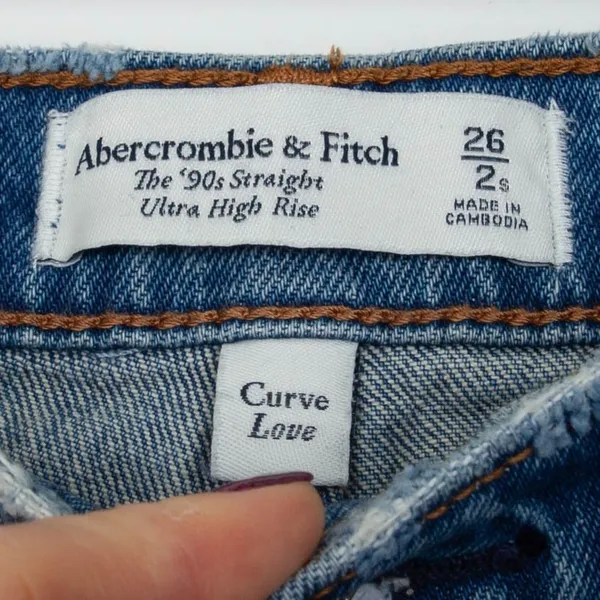 Abercrombie Fitch‎ Womens Curve Love 90s Straight Ultra High Rise Jeans Size 26S - Image 4
