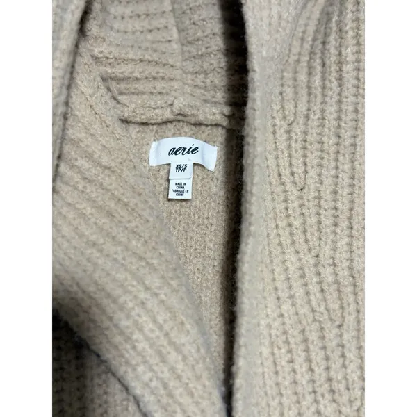 Aerie Women's Beige Chunky Knit Cardigan Sweater Short Sleeve‎ Size S Oversized - Image 3