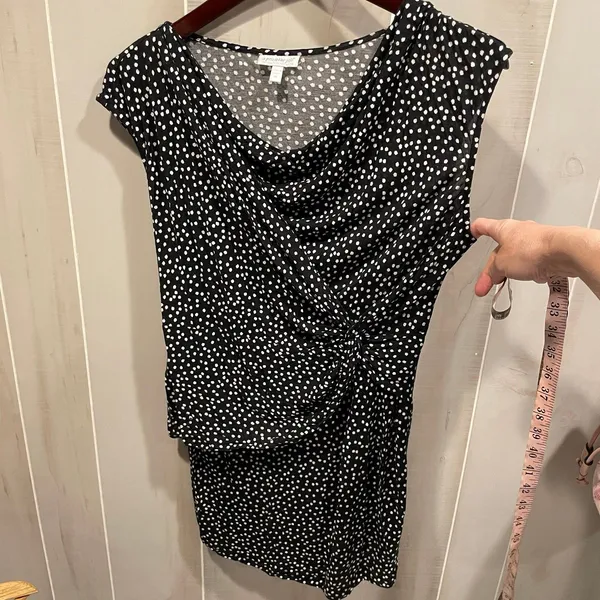 Cute polka dot Pea in the Pod maternity faux wrap stretchy tunic mini dress - Image 6