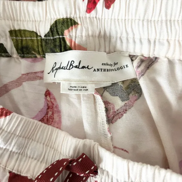 NEW Raphael Balme Anthropologie Flannel Sleep Pants Pink Combo Floral Lounge XS - Image 6
