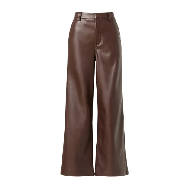 Joe's Jeans Brown Faux Leather Pants Size 31 Wide Leg Trouser Crop Designer $200 - Image 3