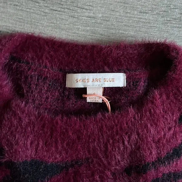 Skies are blue burgundy zebra sweater - Image 2