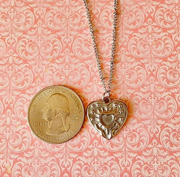 Handmade stainless steel celestial whimsical boho heart necklace🌟 - Image 6