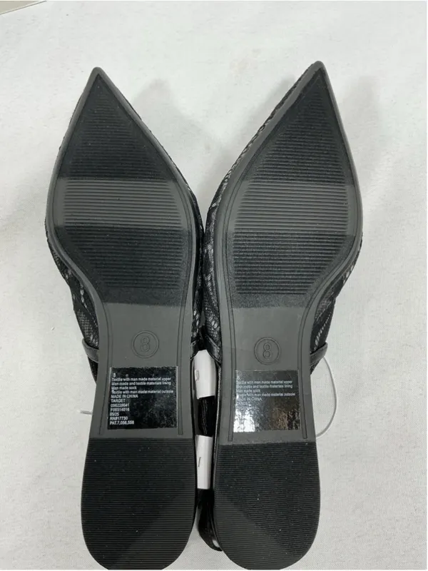 Womans New A New Day London SlingBack Flats Size 8 Black Pointed Toe Lace Fabric - Image 4