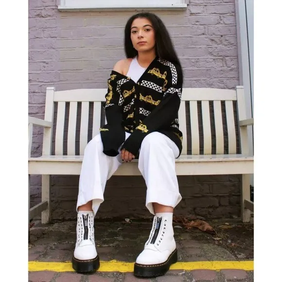 DR. MARTENS Sinclair Platform Bootie (Women) in White Milled Nappa Leather US 8 - Image 2