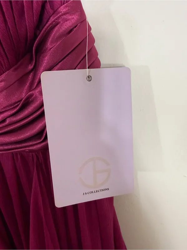 NWT JS Collections Pink Ruffle Halter Maxi Dress Formal Prom Size 10 - Image 4