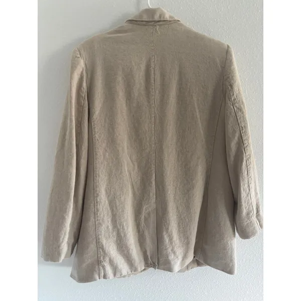A New Day Linen Blazer Womens Medium Tan Oversized Preppy Coastal Beachy Career‎ - Image 3
