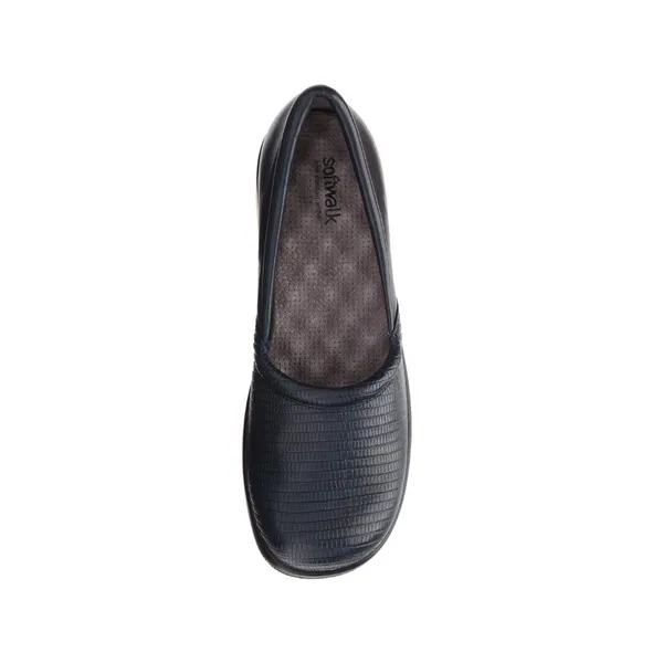 Softwalk Adora Navy Leather Slip On Comfort Clog Shoe with‎ snake embossing B42 - Image 5