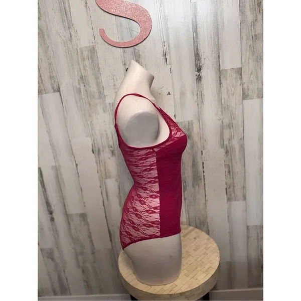 Ambiance Hot Pink Lace Bodysuit Women’s Size Small - Image 6