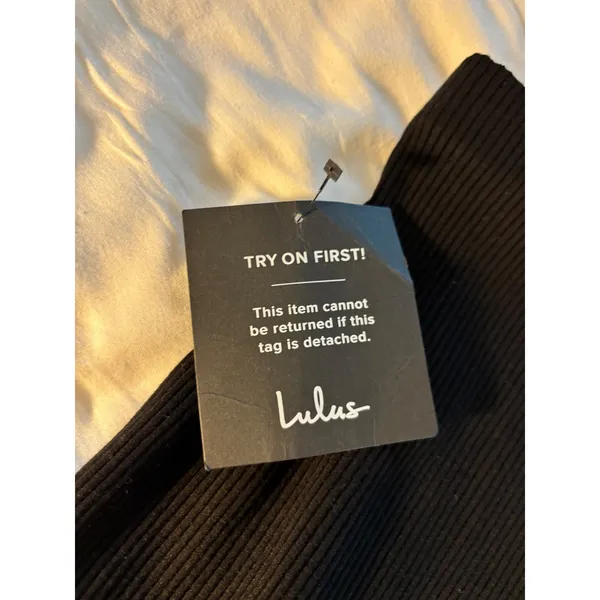 Lulus Black Ribbed Knit Midi Skirt Side Slit Bodycon High Waisted Large NWT - Image 4