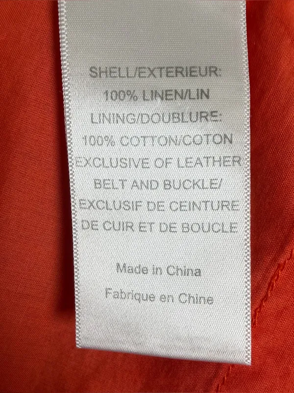 Tory Burch 100% Linen Shift Dress Orange Roll Tab Sleeve Mini Tunic Women’s 10 - Image 8