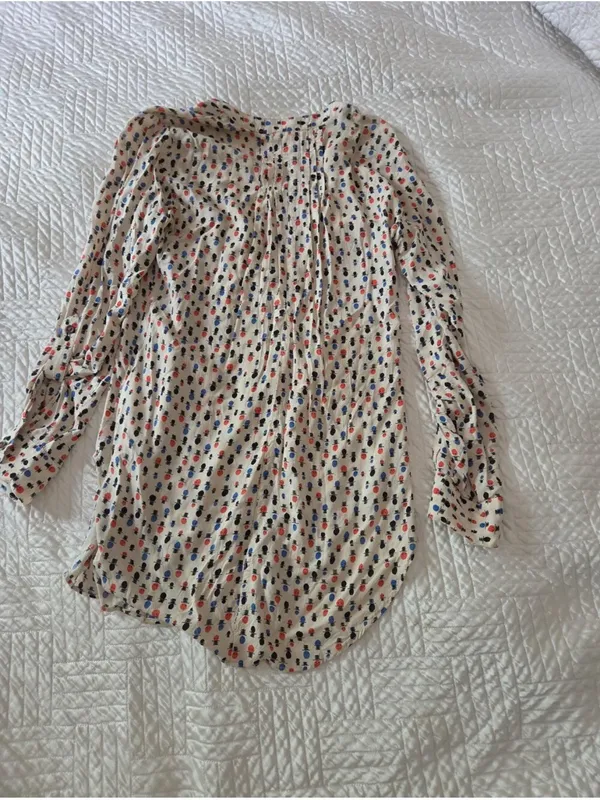 Maeve Anthropologie Printed Pintuck Tunic Blouse Boho Peasant Top US 10 - Image 5