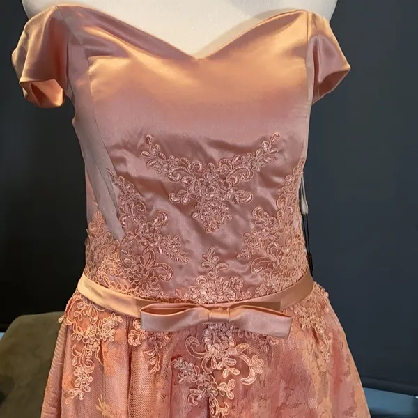 Women’s Dusty Pink Off The Shoulder Short Prom Party Dress CorsetBack Size 4 NWT - Image 2