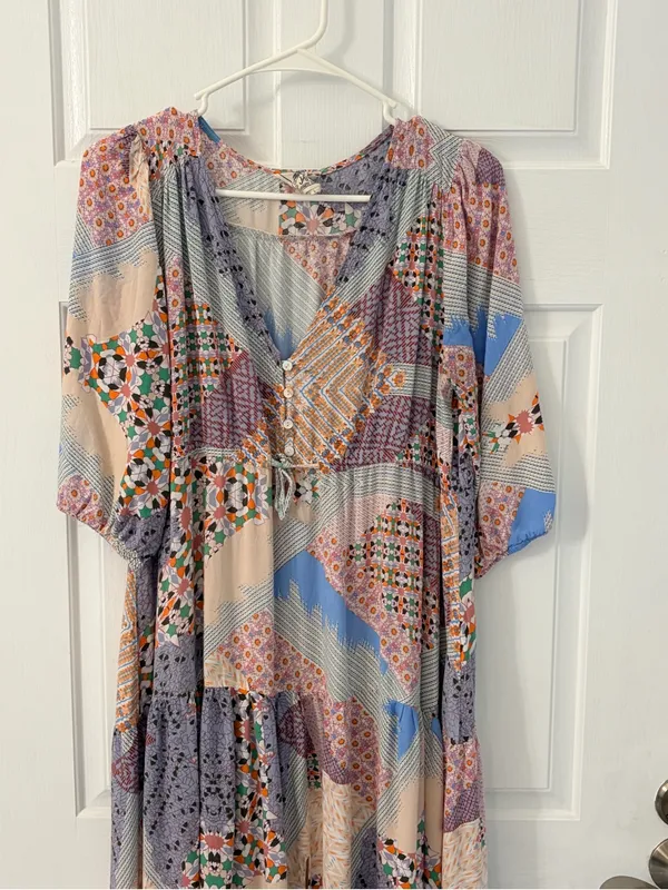 Jaase Lavender, Peach & Blue Patchwork Maxi Dress - Image 2