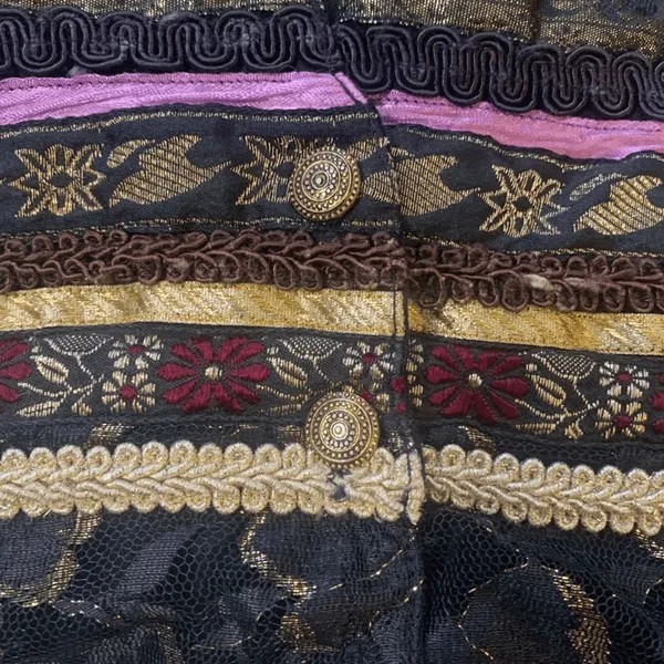 Vintage Vest Eclectic Lace Ribbon Trimmed Boho Cropped Waistcoat Art To Wear - Image 11