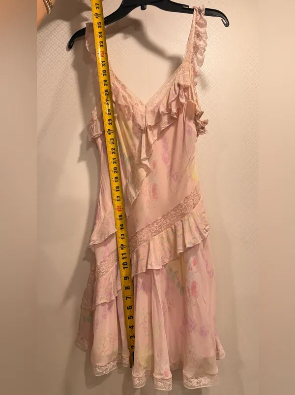 LoveShackFancy Serima Mini Dress Soft Pink Ruffle Lace Chemise - Image 8
