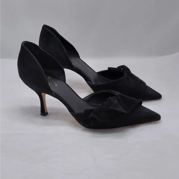 Kate Spade Pumps Size 8.5 Black Suede Coquette Quiet Luxury Heels Wedding Party - Image 2