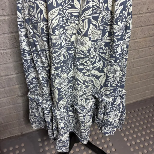 Patrons of Peace Blue White Floral Smocked Tie Strap Midi Dress Small J2020F58 - Image 3