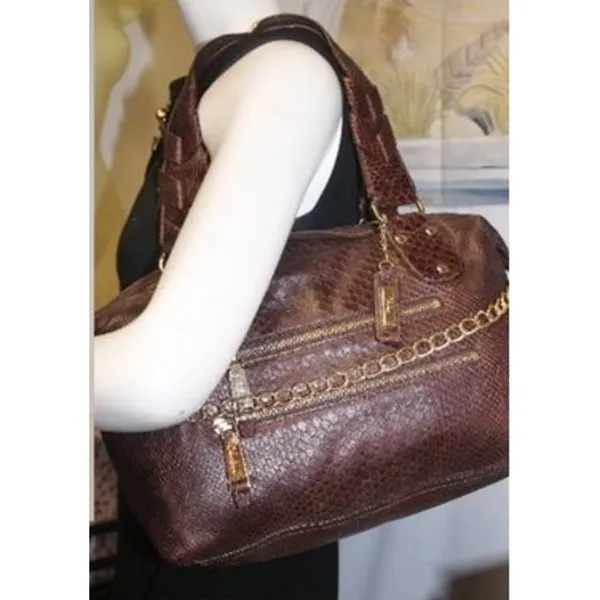 Cole Haan Bethany Snakeskin Leather Purse Shoulder Medium Sized Top Bag - Image 7
