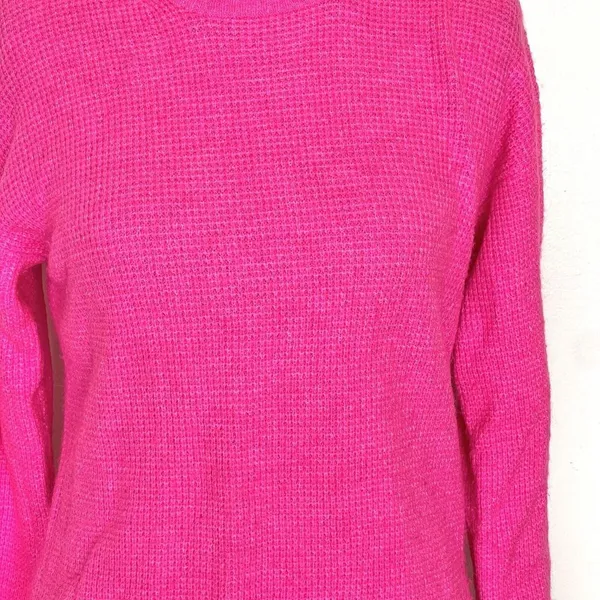 Gap Womens Sweater Size XS Ribbed Waffle Pullover Fuchsia Pink Long Sleeve - Image 5