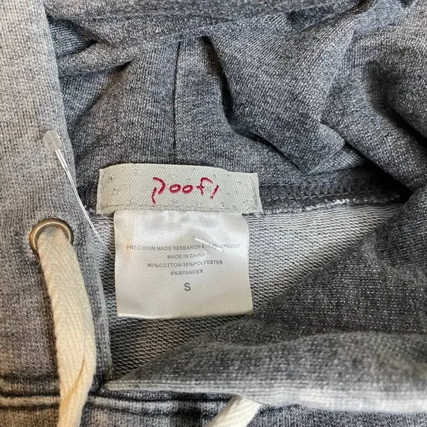 POOF Faded Grey Pullover‎ Hooded Sweatshirt Small - Image 2