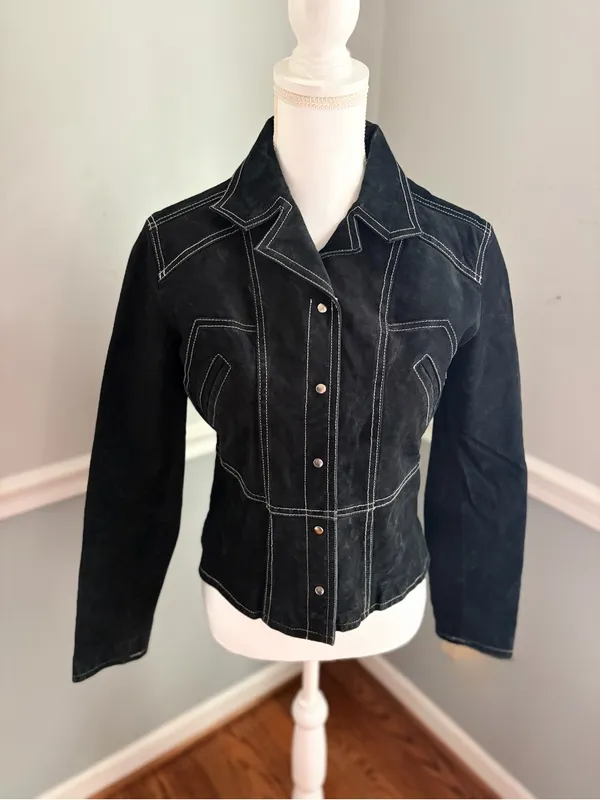 Vintage 1988 Wilsons Leather Maxima Black Genuine Leather Jacket M Western - Image 3
