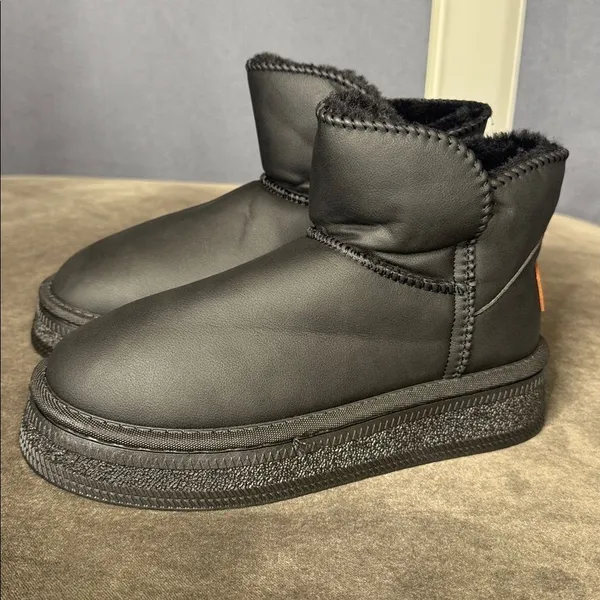 Women’s Black Mini Platform Ankle Boots Faux Fur Lined Size 7.5 (EU39) NEW - Image 2