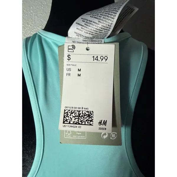 H&M womens lazy wave bathing suit top racerback 1/4 zip size m nwt - Image 3