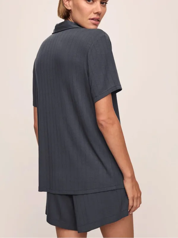 Eberjey Gisele TENCEL™ Modal Rib Relaxed Short Sleeve PJ Top Size Small - Image 3