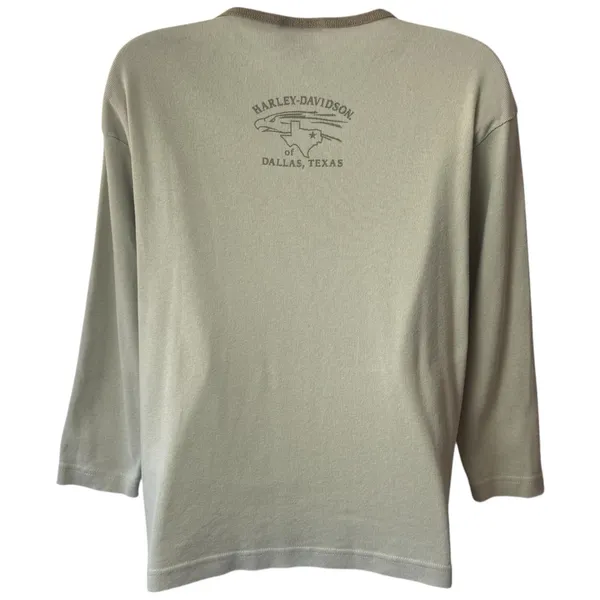 Vintage Harley-Davidson Motorcycle Button Front Knit Ribbed Top Dallas Texas‎ XL - Image 6