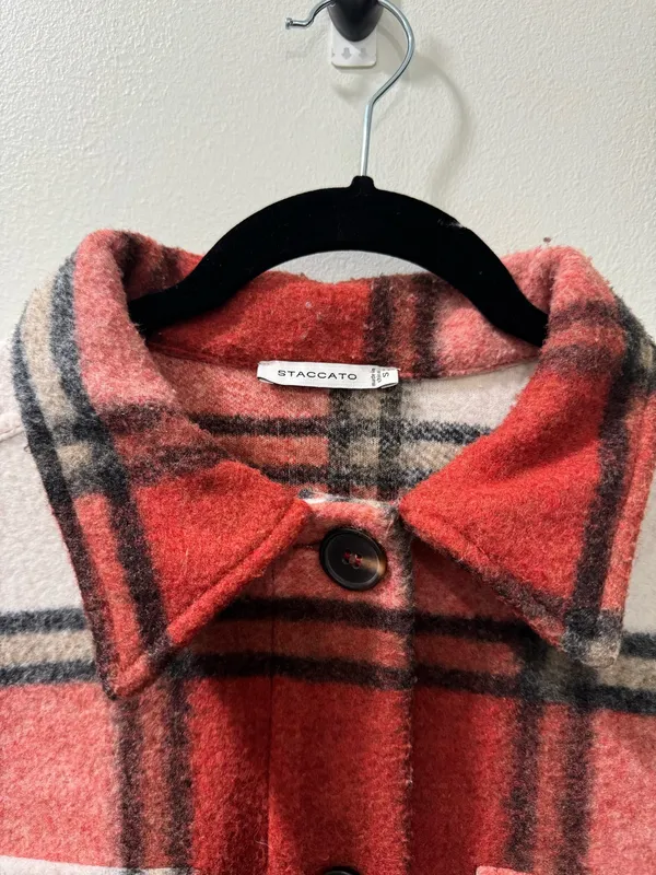 Staccato Red Plaid Front Button Up Jacket  - Image 3