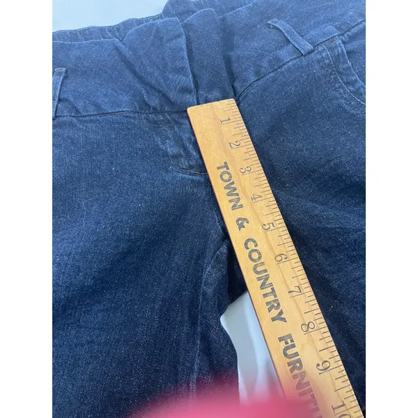 ELLE Dark‎ Wash Women Jeans Trousers Wide Flare Leg Cropped Low Rise Size 4 - Image 8