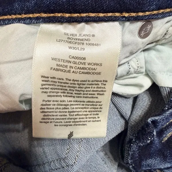 Silver Jeans Co Boyfriend Mid Rise Slim Leg Jeans Blue Medium Wash W30 L29 NEW - Image 6