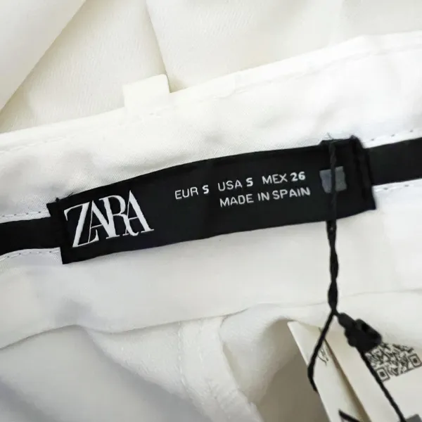 ZARA NEW Mid Rise Straight Leg Front Pleat Stretch Twill Trousers Pants White S - Image 2