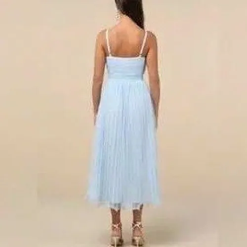 Lulus‎ Baby Blue Tulle Bridesmaid Formal Evening Gown XS - Image 7