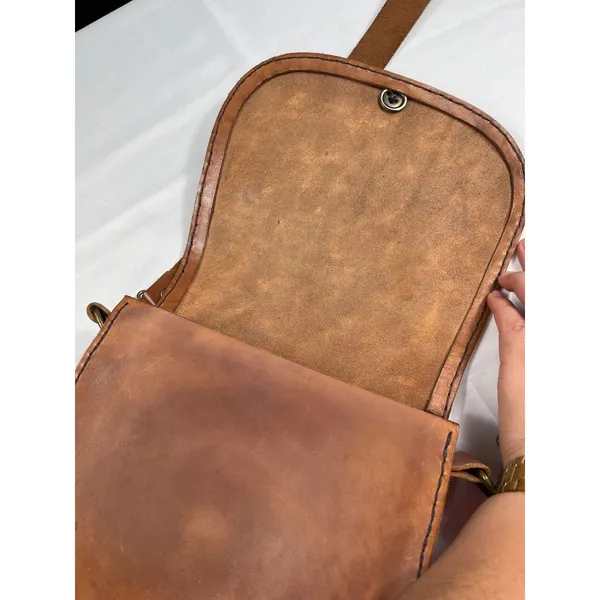 Vintage Brown Leather Crossbody Bag SKU 7538 - Image 4