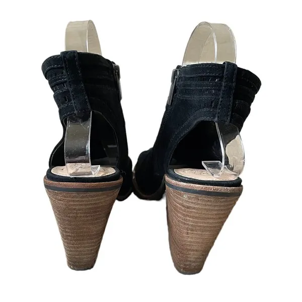 Vince Camuto Peep Toe Stacked Block Heel Faux Suede Sling Back Sandals Size 7.5 - Image 5