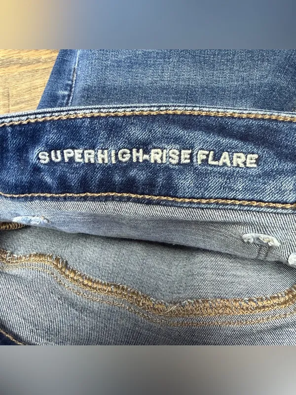 American Eagle Super High Rise Flare Jeans Womens 14 Short Next Level Stretch - Image 11