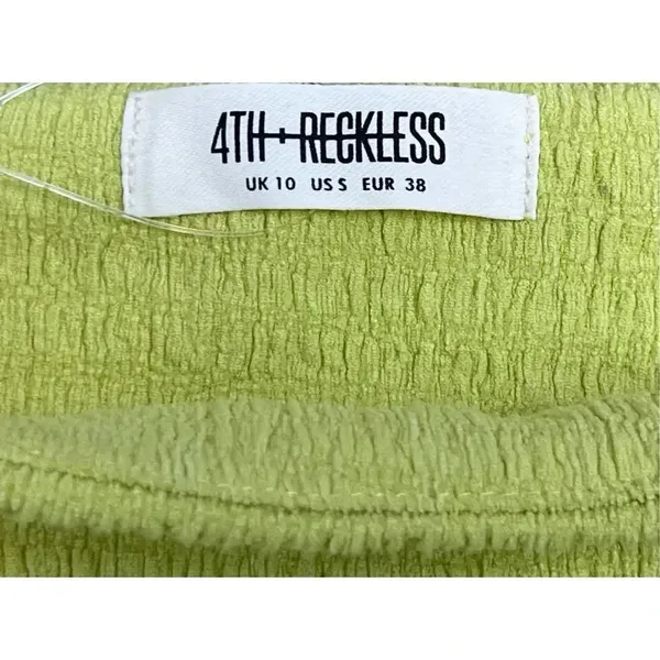 Nordstrom Y2K Slip Midi Dress Womens Small Lime Green Smocked Crinkle Summer Fairy NWT - Image 6