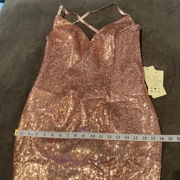 Women’s Pink Fully Sequined Mermaid Style Prom Party Dress Size 6 NWT - Image 7
