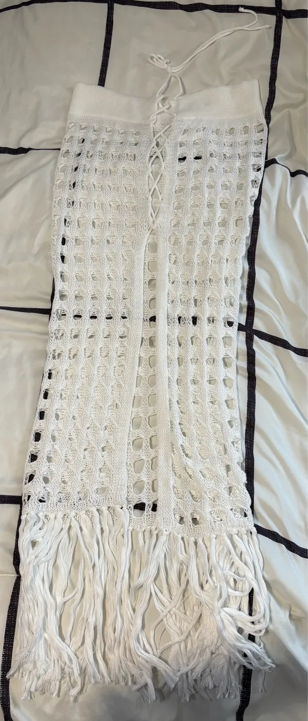 Amazon Women Sexy Hollow Out Mesh Tassle Skirts Beach Cover Up Summer Fish Net S - Image 8
