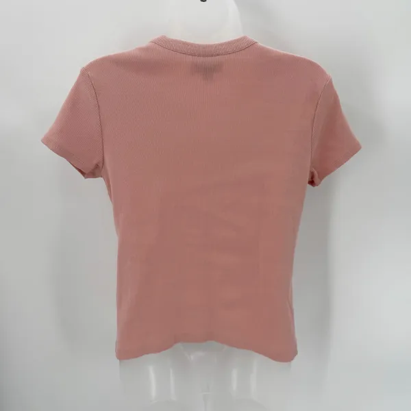 Universal Standard Universal Thread Top Womens XL Pink Rib Knit Button Front Tee Fitted Short Slv - Image 3