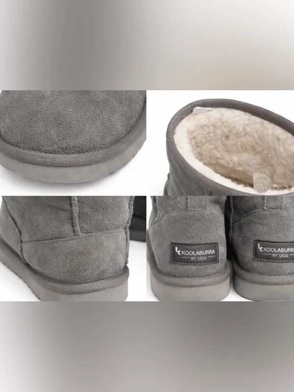Koolaburra by UGG Mini Boots Gray Suede Faux Fur Lined Womens Size 9 - Image 3