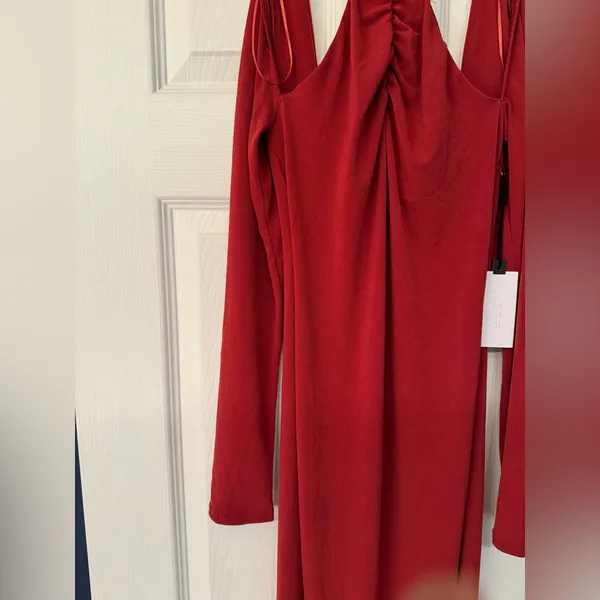 ASTR Wrapped Strap Women’s Red Maroon Rust Polyester Maxi Dress Size Small - Image 6