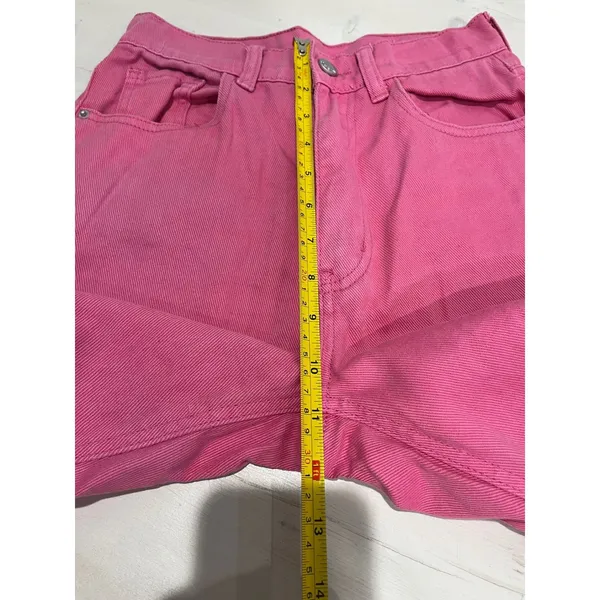 SHEIN Pink Wide Leg Jeans High Waist Frayed‎ Hem Raw Edge Size 25 Cotton - Image 5