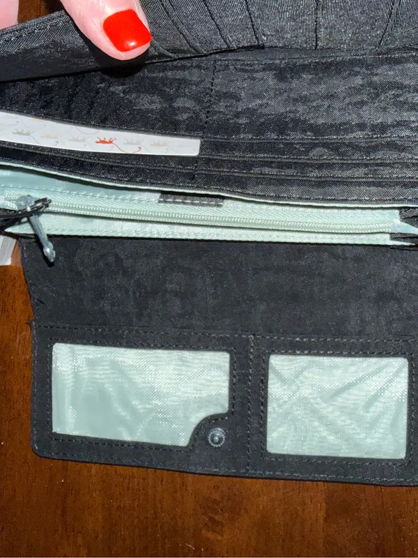 Kipling Black Suede Flip Phone Wallet Case with Logo - Image 6