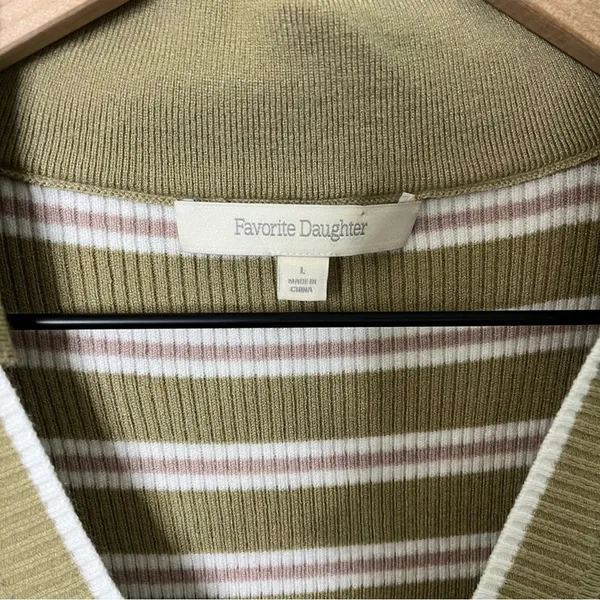 Favorite Daughter‎ Green Striped Polo Knit Dress Short Sleeve Womens Size L - Image 5