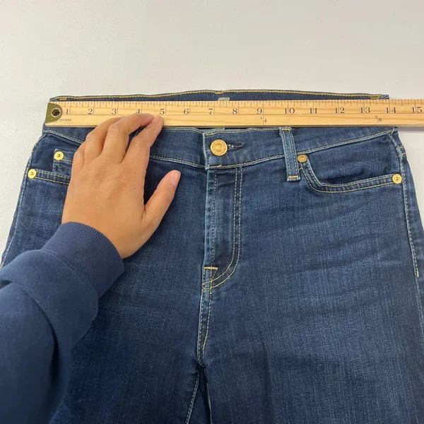 7‎ For All Mankind Jeans Womens 29 Blue Whiskering Denim Cotton Stretch Mid Rise - Image 8